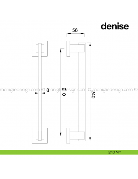 Maniglione per porta Denise Poggi Mariani singolo disegno