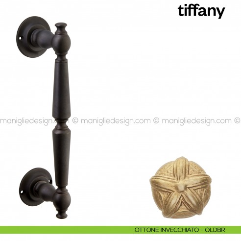 Maniglione per porta Tiffany Poggi Mariani singolo ottone invecchiato - OLDBR