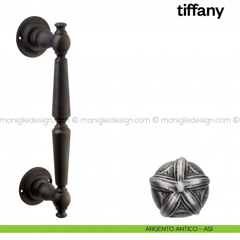 Maniglione per porta Tiffany Poggi Mariani singolo argento antico - ASI