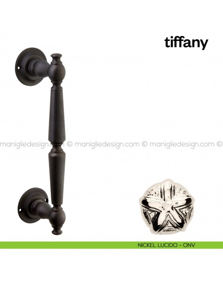 Maniglione per porta Tiffany Poggi Mariani singolo nickel lucido - ONV