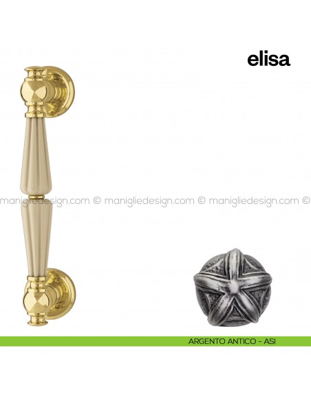 Maniglione per porta Elisa Poggi Mariani singolo argento antico - ASI