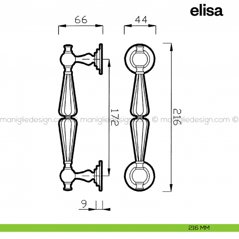 Maniglione per porta Elisa Poggi Mariani disegno