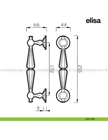 Maniglione per porta Elisa Poggi Mariani disegno