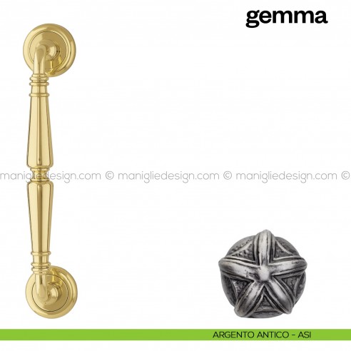 Maniglione per porta Gemma Poggi Mariani singolo argento antico - ASI