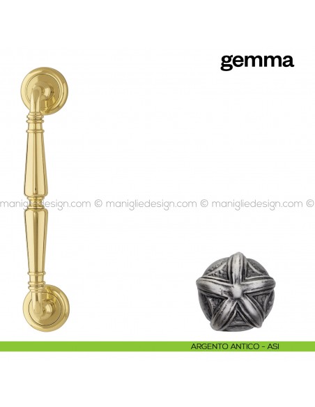 Maniglione per porta Gemma Poggi Mariani singolo argento antico - ASI