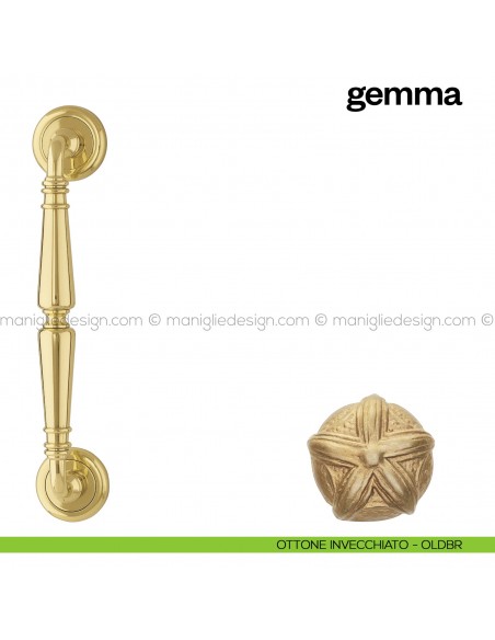 Maniglione per porta Gemma Poggi Mariani singolo ottone invecchiato - OLDBR