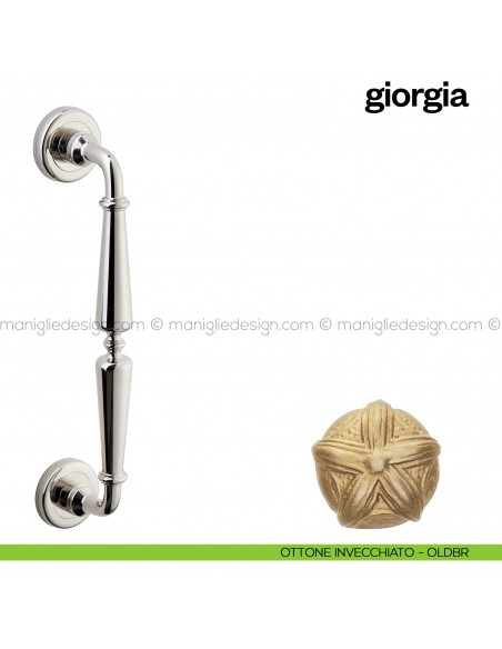 Maniglione per porta Giorgia Poggi Mariani singolo ottone invecchiato - OLDBR