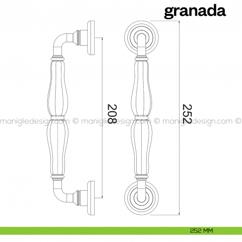 Maniglione per porta Granada Poggi Mariani disegno
