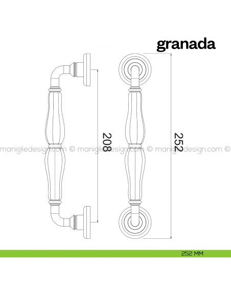 Maniglione per porta Granada Poggi Mariani disegno