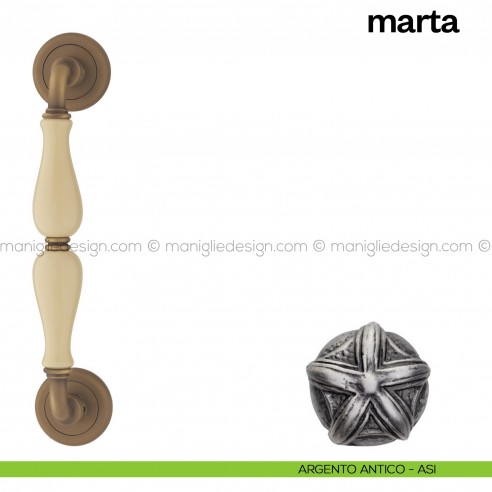 Maniglione per porta Marta Poggi Mariani singolo argento antico - ASI