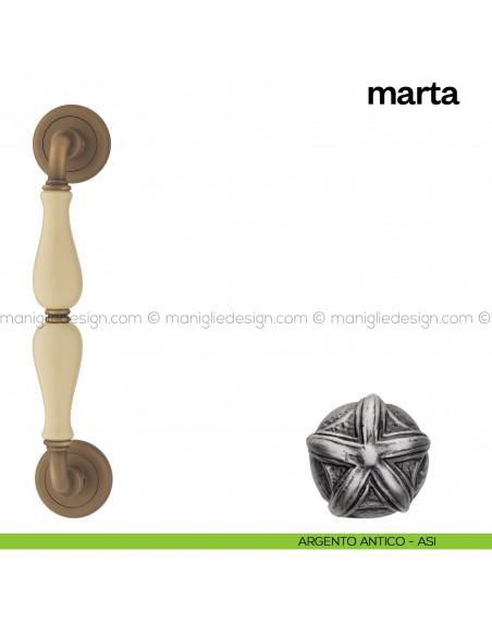 Maniglione per porta Marta Poggi Mariani singolo argento antico - ASI