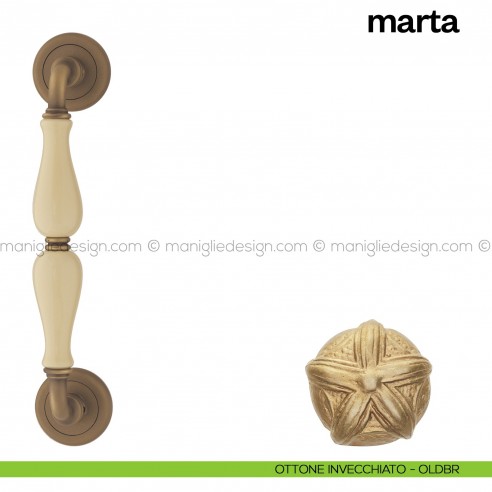 Maniglione per porta Marta Poggi Mariani singolo ottone invecchiato - OLDBR