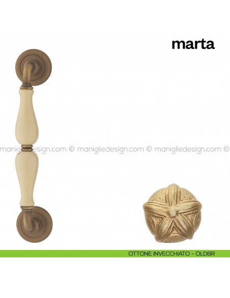Maniglione per porta Marta Poggi Mariani singolo ottone invecchiato - OLDBR