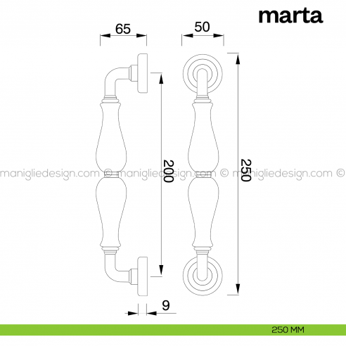 Maniglione per porta Marta Poggi Mariani singolo disegno