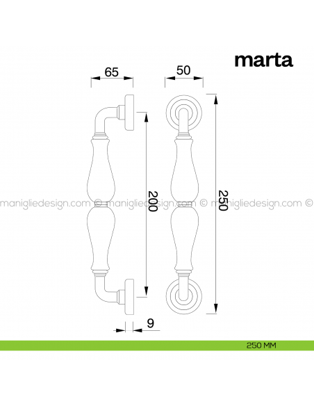 Maniglione per porta Marta Poggi Mariani singolo disegno