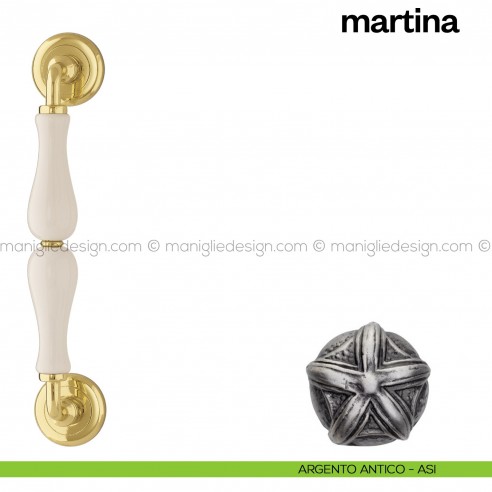 Maniglione per porta Martina Poggi Mariani singolo argento antico - ASI