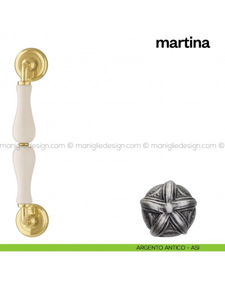 Maniglione per porta Martina Poggi Mariani singolo argento antico - ASI