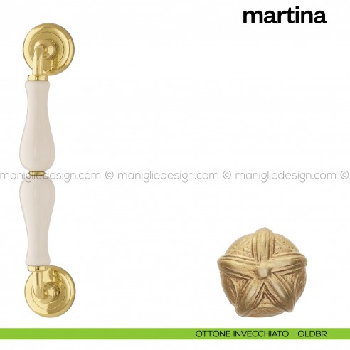 Maniglione per porta Martina Poggi Mariani singolo ottone invecchiato - OLDBR