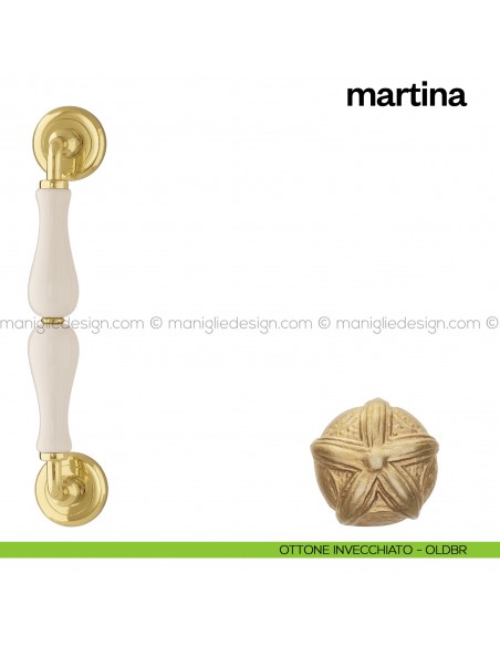 Maniglione per porta Martina Poggi Mariani singolo ottone invecchiato - OLDBR