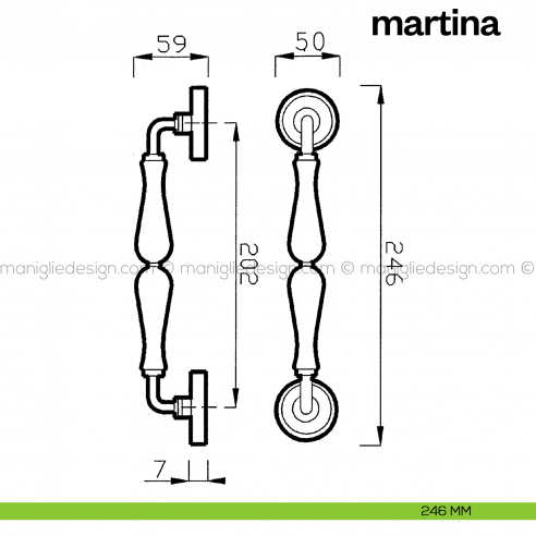 Maniglione per porta Martina Poggi Mariani singolo disegno