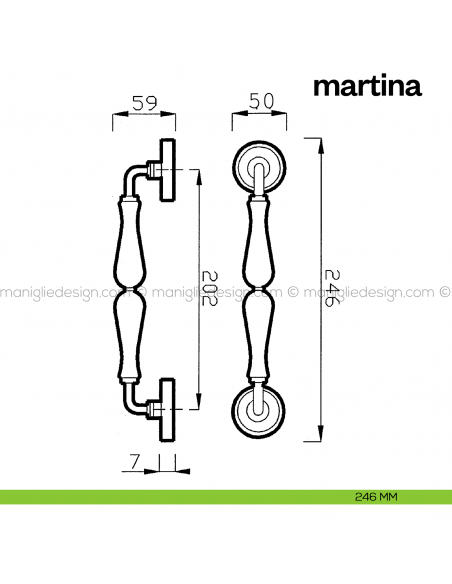 Maniglione per porta Martina Poggi Mariani singolo disegno