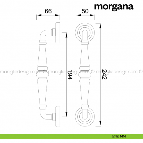 Maniglione per porta Morgana Poggi Mariani singolo disegno
