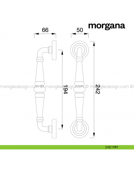 Maniglione per porta Morgana Poggi Mariani singolo disegno