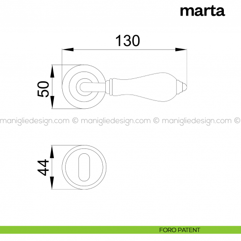 Maniglia con porcellana beige scuro per porta Marta Poggi Mariani foro patent