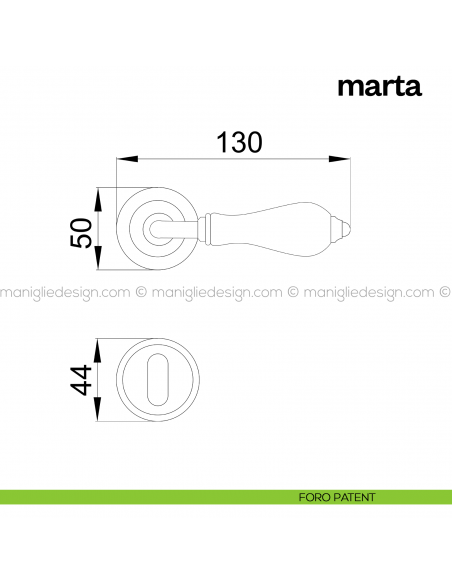 Maniglia con porcellana bianca per porta Marta Poggi Mariani foro patent