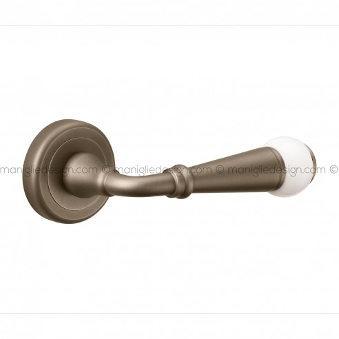 Maniglia porcellana bianca per porta Camilla Poggi Mariani bronzo satinato opaco - BSO