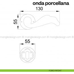 Maniglia in porcellana beige chiaro per porta Onda Poggi Mariani con rosetta artistica 2