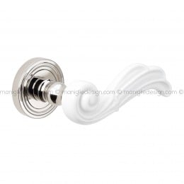 Maniglia in porcellana bianca Onda per porta Poggi Mariani con rosetta tonda