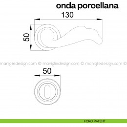 Maniglia in porcellana bianca filo oro per porta Onda Poggi Mariani con rosetta tonda 2