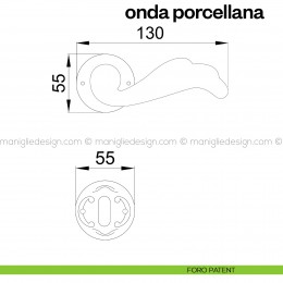 Maniglia in porcellana beige chiaro filo oro per porta Onda Poggi Mariani con rosetta artistica 2