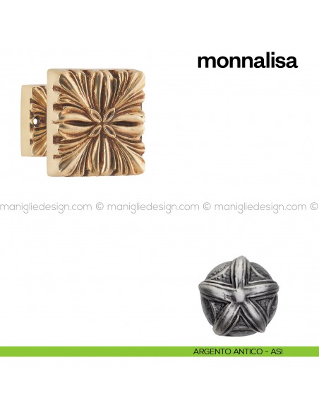Pomello per porta Monnalisa fisso Poggi Mariani argento antico - ASI
