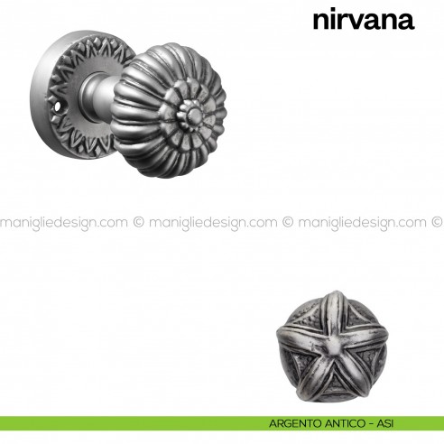Pomello per porta Nirvana girevole Poggi Mariani argento antico - ASI