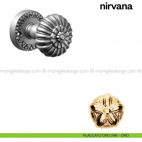Pomello per porta Nirvana girevole Poggi Mariani placcato oro 24K - ORO