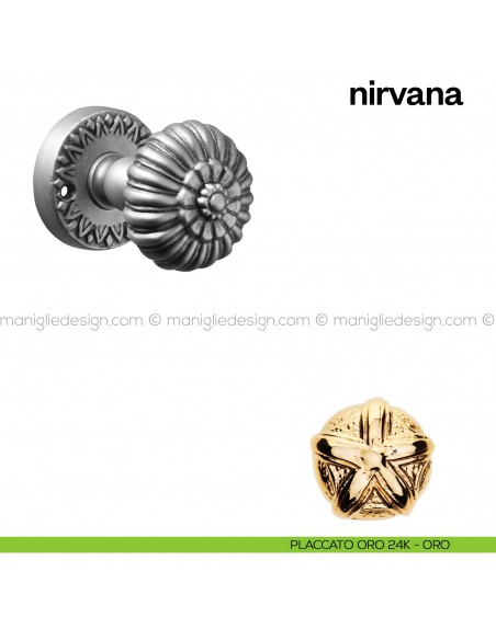 Pomello per porta Nirvana girevole Poggi Mariani placcato oro 24K - ORO
