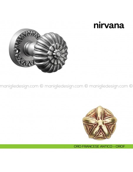 Pomello per porta Nirvana girevole Poggi Mariani oro francese antico - OROF