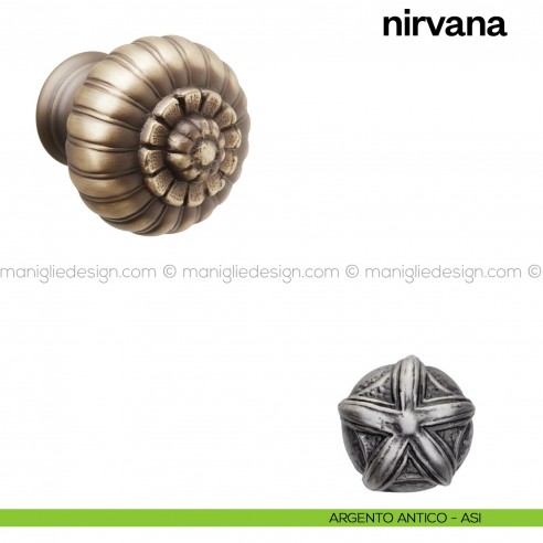 Pomello per porta Nirvana fisso Poggi Mariani argento antico - ASI