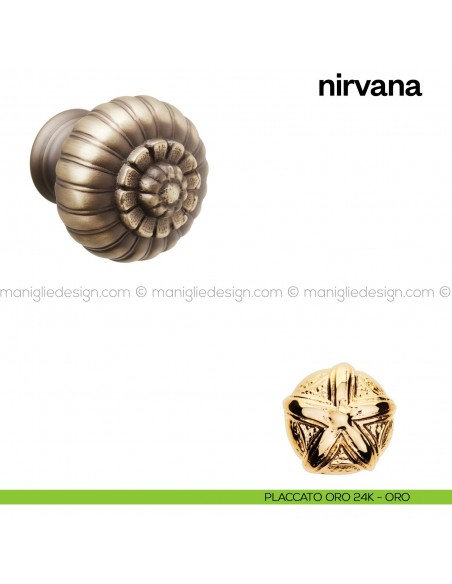 Pomello per porta Nirvana fisso Poggi Mariani placcato oro 24K - ORO