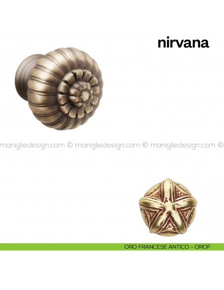 Pomello per porta Nirvana fisso Poggi Mariani oro francese antico - OROF