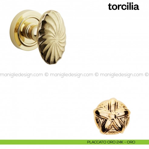 Pomello per porta Torcilia fisso Poggi Mariani oro placcato 24K - ORO