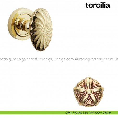 Pomello per porta Torcilia fisso Poggi Mariani oro francese antico - OROF
