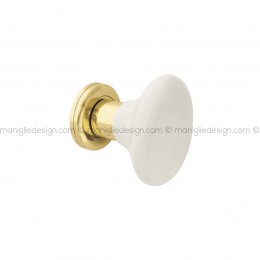 Pomello in porcellana bianca per porta Epoque fisso Poggi Mariani