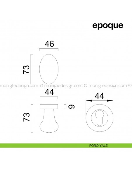 Pomello in porcellana bianca per porta Epoque fisso Poggi Mariani foro yale