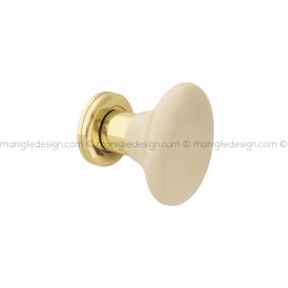 Pomello in porcellana beige scuro per porta Epoque fisso Poggi Mariani