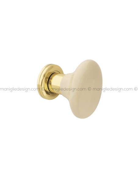 Pomello in porcellana beige scuro per porta Epoque fisso Poggi Mariani
