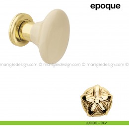 Pomello in porcellana beige scuro per porta Epoque fisso Poggi Mariani 2