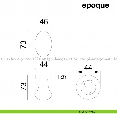Pomello in porcellana beige scuro per porta Epoque fisso Poggi Mariani foro yale